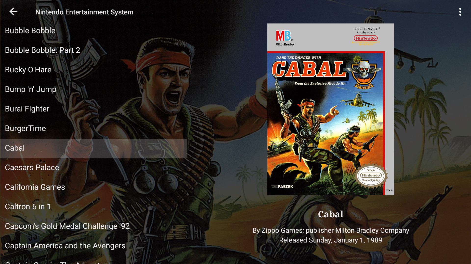LaunchBox for Android Screenshot - Nintendo Entertainment System - Cabal