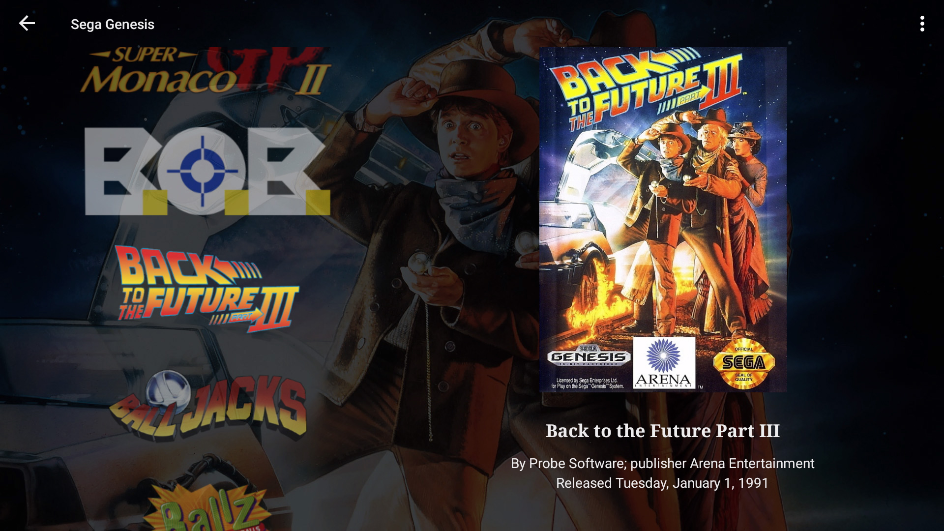 LaunchBox for Android Screenshot - Sega Genesis - Back to the Future Part III