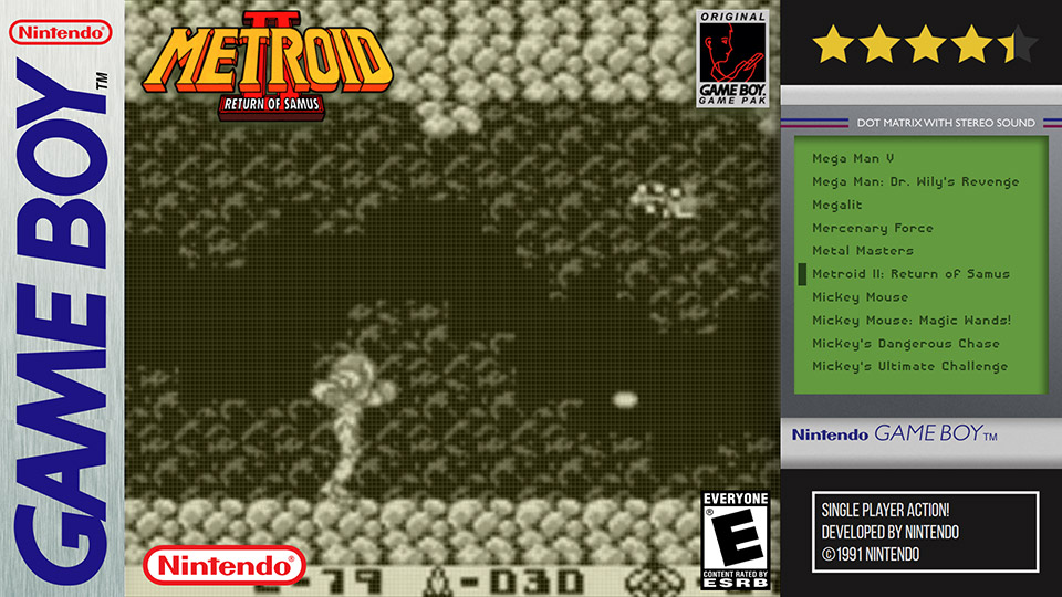 Captura de pantalla de LaunchBox Big Box - Metroid II - Nintendo Game Boy - Tema de CoverBox