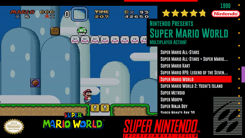 Captura de pantalla de LaunchBox Big Box - Super Mario World - Super Nintendo Entertainment System - Tema de CoverBox