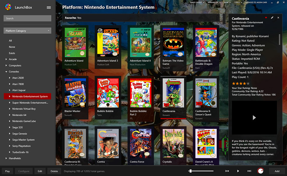 Captura de pantalla de LaunchBox - Sistema de entretenimiento de Nintendo