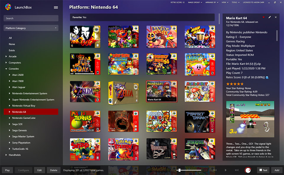 Captura de pantalla de LaunchBox - Nintendo 64